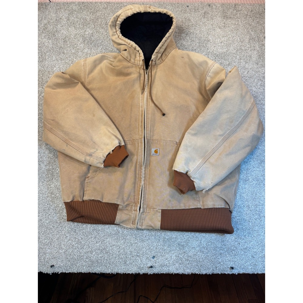 Carhartt J131 BRN Duck Active Jacket Thermal Lined Brown Mens 2XL Tall USA Made